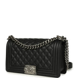 Chanel Medium Boy Bag Black Caviar Aged Ruthenium Hardware