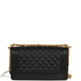 Chanel Medium Boy Bag Black Caviar Antique Gold Hardware