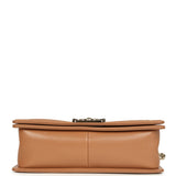 Pre-owned Chanel Medium Boy Bag Caramel Shiny Caviar Light Gold Hardware