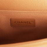Pre-owned Chanel Medium Boy Bag Caramel Shiny Caviar Light Gold Hardware