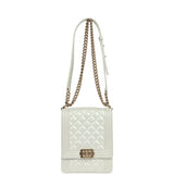 Pre-owned Chanel North South Boy Bag Light Grey Iridescent Calfskin Light Gold Hardware