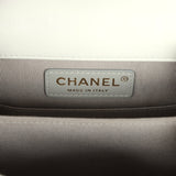Pre-owned Chanel North South Boy Bag Light Grey Iridescent Calfskin Light Gold Hardware