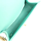 Pre-owned Chanel Small Boy Bag Turquoise Lambskin Antique Gold Hardware