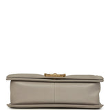 Pre-owned Chanel Medium Boy Bag Taupe Caviar Antique Gold Hardware
