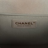 Pre-owned Chanel Medium Boy Bag Taupe Caviar Antique Gold Hardware