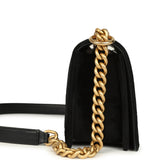 Pre-owned Chanel Medium Boy Bag Black Velvet Antique Gold Hardware