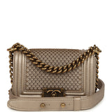 Pre-owned Chanel Mini "Scales" Boy Bag Light Gold Calfskin Antique Gold Hardware - Thumbnail View 1
