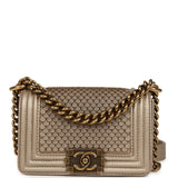 Pre-owned Chanel Mini "Scales" Boy Bag Light Gold Calfskin Antique Gold Hardware - Thumbnail View 2