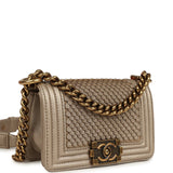 Pre-owned Chanel Mini "Scales" Boy Bag Light Gold Calfskin Antique Gold Hardware - Thumbnail View 3