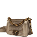 Pre-owned Chanel Mini "Scales" Boy Bag Light Gold Calfskin Antique Gold Hardware - Thumbnail View 6