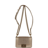 Pre-owned Chanel Mini "Scales" Boy Bag Light Gold Calfskin Antique Gold Hardware - Thumbnail View 8