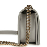 Chanel Medium Boy Bag Light Grey Caviar Light Gold Hardware