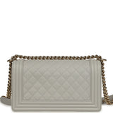 Chanel Medium Boy Bag Light Grey Caviar Light Gold Hardware