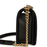 Chanel Medium Boy Bag Black Patent Antique Gold Hardware