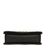 Chanel Medium Boy Bag Black Patent Antique Gold Hardware