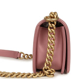 Chanel Small Boy Bag Pink Iridescent Lambskin Antique Gold Hardware - Thumbnail View 3