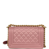 Chanel Small Boy Bag Pink Iridescent Lambskin Antique Gold Hardware - Thumbnail View 4