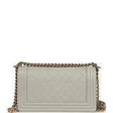 Chanel Medium Boy Bag Light Grey Caviar Light Gold Hardware - Thumbnail View 4