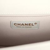 Chanel Medium Boy Bag Light Grey Caviar Light Gold Hardware - Thumbnail View 9