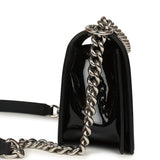 Pre-owned Chanel Medium Boy Bag Black Patent Silver Hardware - Thumbnail View 3