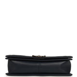 Pre-owned Chanel New Medium Chevron Boy Bag Navy Blue Calfskin Silver Hardware - Thumbnail View 6