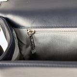 Pre-owned Chanel New Medium Chevron Boy Bag Navy Blue Calfskin Silver Hardware - Thumbnail View 10