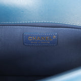 Pre-owned Chanel Medium Top Handle Braided Boy Bag Blue Lambskin Antique Gold Hardware - Thumbnail View 9