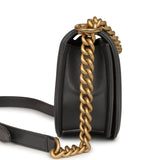 Chanel Small Boy Messenger Bag Dark Grey Shiny Caviar Antique Gold Hardware - Thumbnail View 3