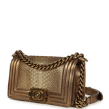Pre-owned Chanel Small Boy Bag Metallic Gold Python Antique Gold Hardware - Thumbnail View 5