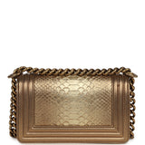 Pre-owned Chanel Small Boy Bag Metallic Gold Python Antique Gold Hardware - Thumbnail View 4