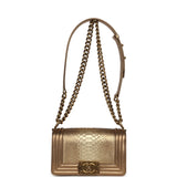 Pre-owned Chanel Small Boy Bag Metallic Gold Python Antique Gold Hardware - Thumbnail View 7