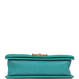 Pre-owned Chanel Medium Boy Bag Turquoise Shiny Caviar Antique Gold Hardware - Thumbnail View 6