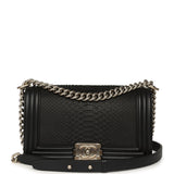 Pre-owned Chanel Boy Bag Black Python, Calfskin Matte Silver Hardware - Thumbnail View 1