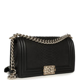 Pre-owned Chanel Boy Bag Black Python, Calfskin Matte Silver Hardware - Thumbnail View 2
