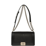 Pre-owned Chanel Boy Bag Black Python, Calfskin Matte Silver Hardware - Thumbnail View 7