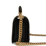 Chanel Medium Top Handle Braided Boy Bag Black Shiny Lambskin Antique Gold Hardware - Thumbnail View 3