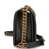 Chanel Medium Boy Bag Dark Grey Shiny Caviar Antique Gold Hardware - Thumbnail View 4