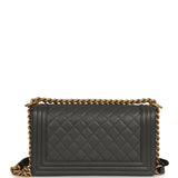 Chanel Medium Boy Bag Dark Grey Shiny Caviar Antique Gold Hardware - Thumbnail View 3