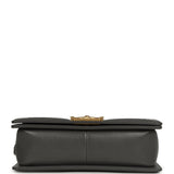 Chanel Medium Boy Bag Dark Grey Shiny Caviar Antique Gold Hardware - Thumbnail View 6