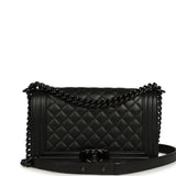 Pre-owned Chanel Medium Boy Bag So Black Caviar Black Hardware - Thumbnail View 1