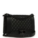 Pre-owned Chanel Medium Boy Bag So Black Caviar Black Hardware - Thumbnail View 2