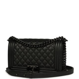 Pre-owned Chanel Medium Boy Bag So Black Caviar Black Hardware - Thumbnail View 5