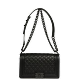 Pre-owned Chanel Medium Boy Bag So Black Caviar Black Hardware - Thumbnail View 7