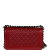 Chanel Medium Boy Bag Dark Red Shiny Caviar Aged Ruthenium Hardware - Thumbnail View 4