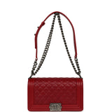 Chanel Medium Boy Bag Dark Red Shiny Caviar Aged Ruthenium Hardware - Thumbnail View 7