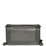 Pre-owned Chanel Medium Boy Bag Silver Python Ruthenium Hardware - Thumbnail View 4