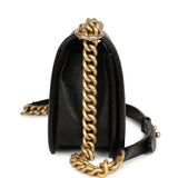 Pre-owned Chanel Medium Chevron Boy Bag Black Caviar Antique Gold Hardware - Thumbnail View 3