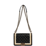 Pre-owned Chanel Medium "Paris-Versailles" Boy Bag Black, Gold, White Lambskin Antique Gold Hardware - Thumbnail View 7