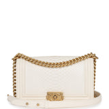 Pre-owned Chanel Medium Boy Bag Ivory Python Antique Gold Hardware - Thumbnail View 1
