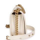Pre-owned Chanel Medium Boy Bag Ivory Python Antique Gold Hardware - Thumbnail View 3